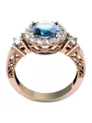 Aquamarin Originales Vintage-Roségold aus 14 Karat Ring Vintage vrc003r