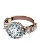 Ring Zircon Sterling silver rose gold plated Vintage craft vrc003rp