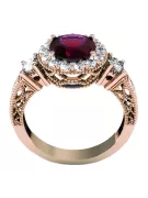 Sterling Silber rosévergoldet Rubinrot Ring Vintage Schmuck vrc003rp