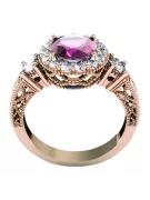 Vintage style Ring Amethyst Sterling silver rose gold plated vrc003rp