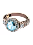 Sterling Silber rosévergoldet Aquamarin Ring Vintage Handwerk vrc003rp