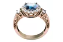 Sterling Silber rosévergoldet Aquamarin Ring Vintage Handwerk vrc003rp