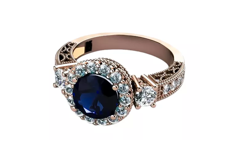 Saphir Sterling Silber rosévergoldet Ring Vintage Schmuck vrc003rp