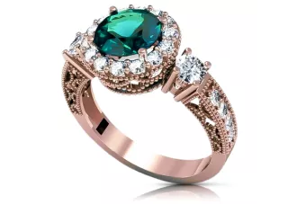 Ring Vintage Stil Smaragd Sterling Silber rosévergoldet vrc003rp