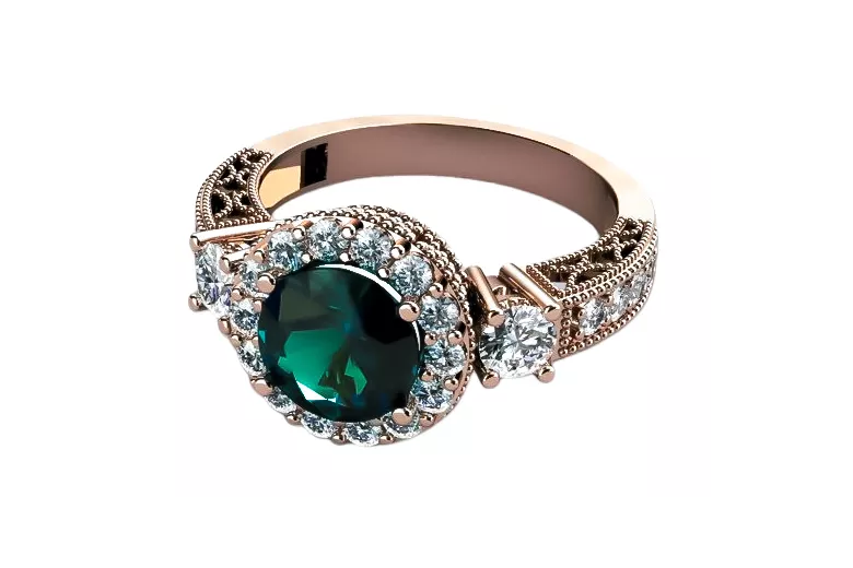 Ring Vintage Stil Smaragd Sterling Silber rosévergoldet vrc003rp
