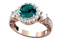 Ring Vintage Emerald Sterling silver rose gold plated vrc003rp