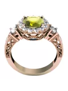 Ring Vintage Jewlery Yellow Peridot Sterling silver rose gold plated vrc003rp