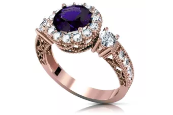 Ring Vintage style Alexandrite Original Vintage 14K Rose Gold vrc003r