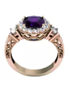 Ring Vintage style Alexandrite Original Vintage 14K Rose Gold vrc003r