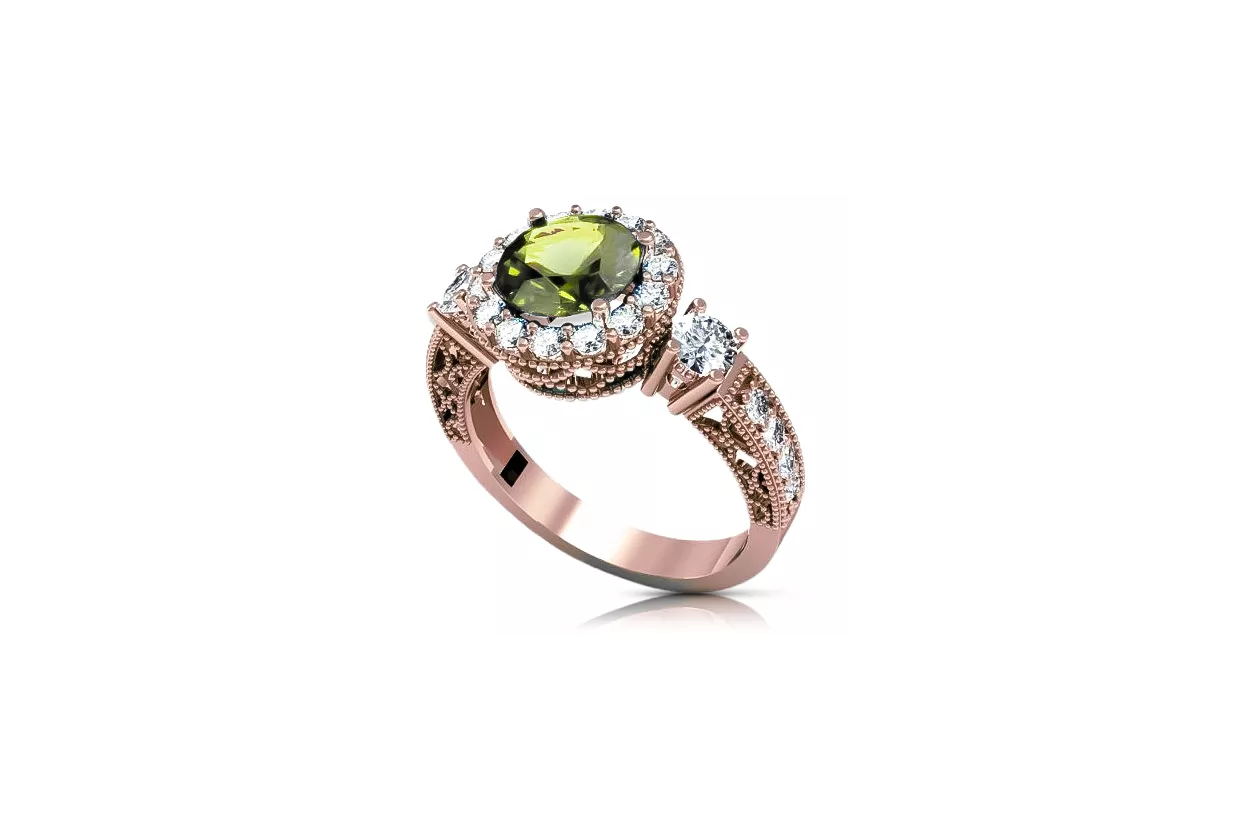 Geltonasis peridotas originalus 14k rožinio aukso vintage klasikinis vrc003r