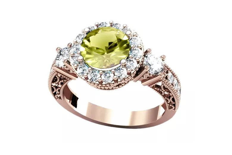 Inel Stil Vintage Peridot galben Original vintage din aur roz de 14k vrc003r