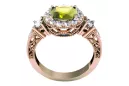 Anneau Style vintage Péridot jaune Or rose 14 carats vintage d'origine vrc003r