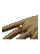 Russian rose Soviet pink USSR red 585 583 gold pearl ring  vrpr009