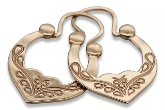 Rosa rusa rosa soviético 14k 585 oro URSS Vintage Pendientes Gipsy ven017