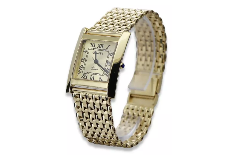 Reloj de oro para hombre Geneve ★ zlotychlopak.pl ★ Pureza de oro 585 333 Precio bajo!