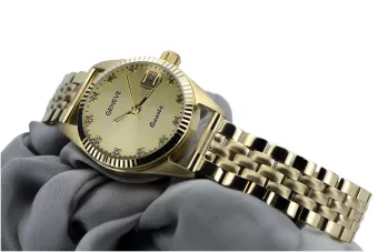 Zlaté hodinky s ženským náramkem 14k Ženeve LW020YDYZ & LBW008Y