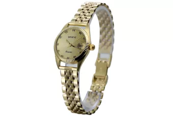 Zlaté hodinky s ženským náramkem 14k Ženeve LW020YDYZ & LBW008Y