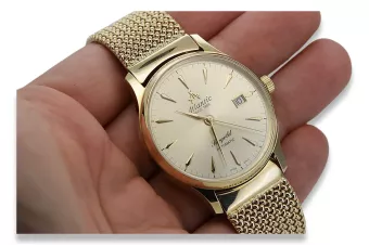 Ceas automat elvețian pentru bărbați din aur 14K, safir, 40mm