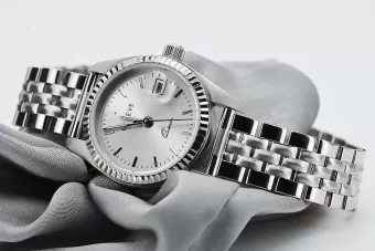 Dámské hodinky z bílého zlata 14k Ženeve s perlovým kotoučem LW020WDS & LBW008W