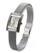 14K White Gold Diamond Watch, Rectangular 0.25ct lwd035wds)