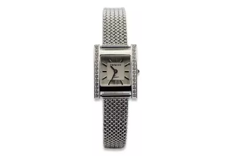 14K White Gold Diamond Watch, Rectangular 0.25ct lwd035wds&lbw003w