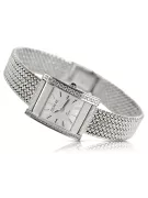 14K White Gold Diamond Watch, Rectangular 0.25ct, Italian