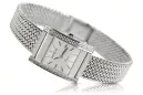 14K White Gold Diamond Watch, Rectangular 0.25ct, Italian