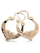 Rosa rusa rosa soviético 14k 585 oro URSS Vintage Pendientes Gipsy ven017