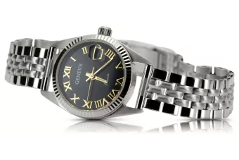 Dámské hodinky z bílého zlata 14k Ženeve s černým štítem LW020WDBC & LBW008W