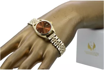 14K Gold Women's Watch, Brown Dial, Italian Design