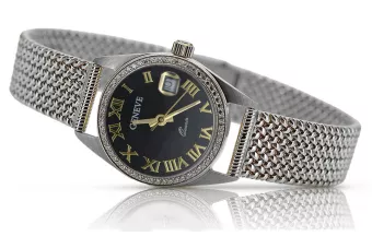 Sledujte biele zlato 14k 585 Ženy s čiernym náramkom LW078WDBC & LBW003W