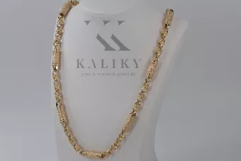 Karališkoji gotikinė auksinė grandinėlė iš raudonos rožės 14k 585 aukso cc057r