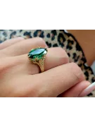 خاتم من الذهب الأصفر الإيطالي 14k 585 مع Emerald vrc084