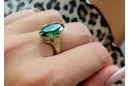 خاتم من الذهب الأصفر الإيطالي 14k 585 مع Emerald vrc084