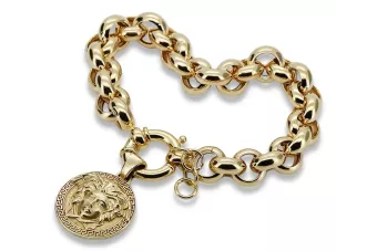 Yellow 14k gold anchor bracelet with jellyfish greek pendant cb025y&cpn049y