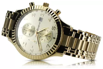 Желтые 14k 585 золотые мужские часы Geneve mw007y&mbw006yo