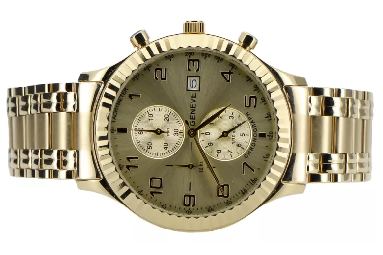 Reloj de oro para hombre Geneve ★ zlotychlopak.pl ★ Pureza de oro 585 333 Precio bajo!