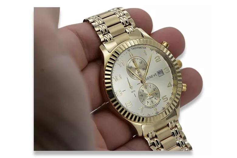 Reloj de oro para hombre Geneve ★ zlotychlopak.pl ★ Pureza de oro 585 333 Precio bajo!