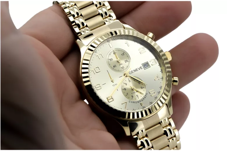 Reloj para hombres de oro Geneve ★ https://zlotychlopak.pl/es/ ★ Pureza de oro 585 333 Precio bajo!