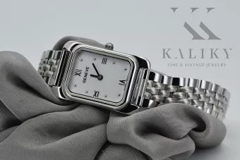 Dámské hodinky z bílého zlata 14k s Geneve LW003WDW & LBW008W čtvercový náramek