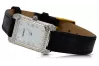 Blanco 14k 585 mujer de oro rectangular reloj de muñeca Geneve lw054wde