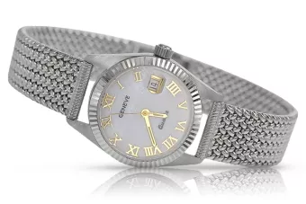 Zegarek damski 14k Geneve z białego złota, perłowy cyferblat | Zlotychlopak.pl