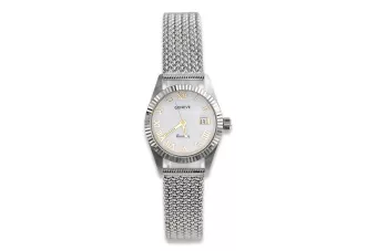 14K White Gold Ladies Watch, Pearl Dial, Italian Quartz