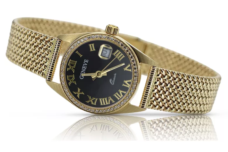 Gold men's watch Geneve ★ zlotychlopak.pl ★ Gold purity 585 333 Low Price!