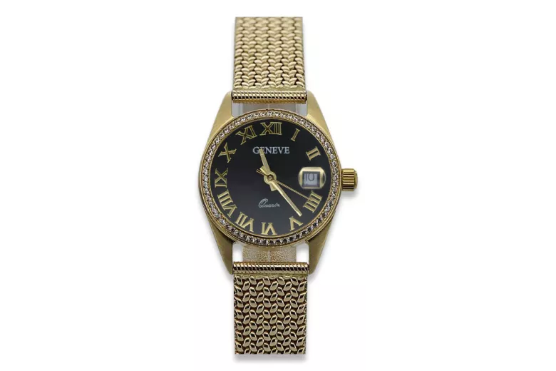 Gold men's watch Geneve ★ zlotychlopak.pl ★ Gold purity 585 333 Low Price!