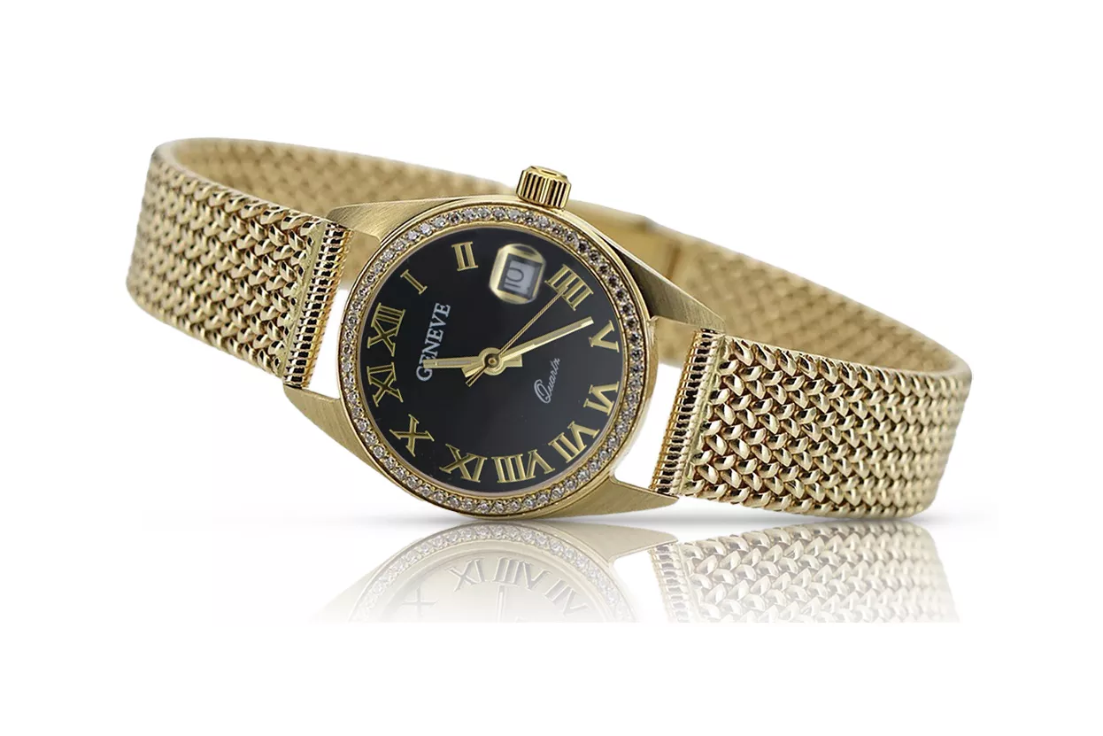 Gold men's watch Geneve ★ zlotychlopak.pl ★ Gold purity 585 333 Low Price!