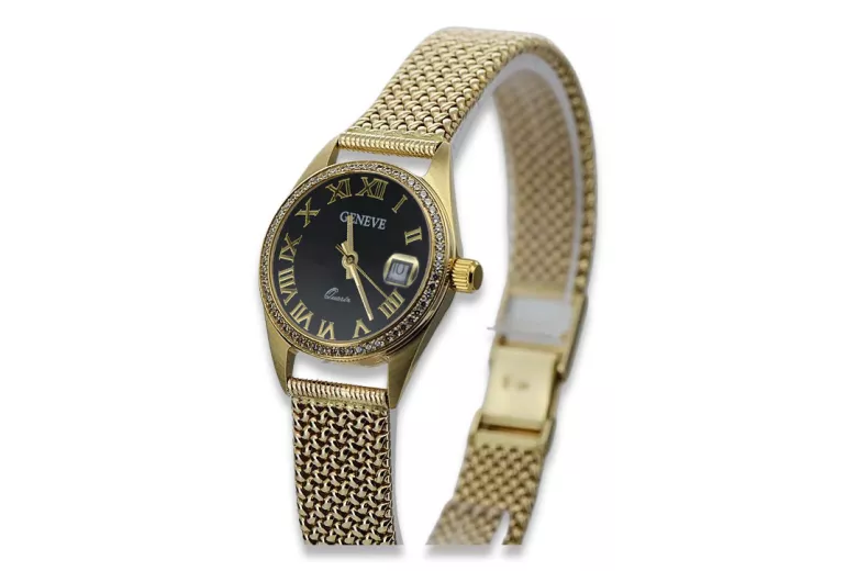 Gold men's watch Geneve ★ zlotychlopak.pl ★ Gold purity 585 333 Low Price!