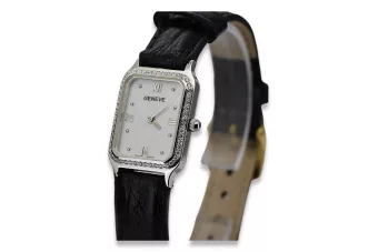 Belle montre femme Geneve en or blanc 14 carats lw055wdw