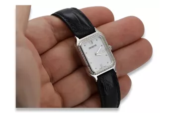 Krásné ženské hodinky z bílého zlata 14k s diamanty 0.25ct Ženeve LWD055WDW