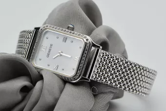 Γυναικείο λευκό χρυσό ρολόι 14k με διαμάντια 0.25ct Γενεύη